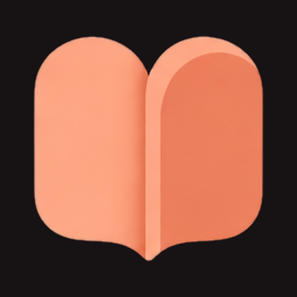 Peach Progress app icon showing two open diary pages forming a subtle peach